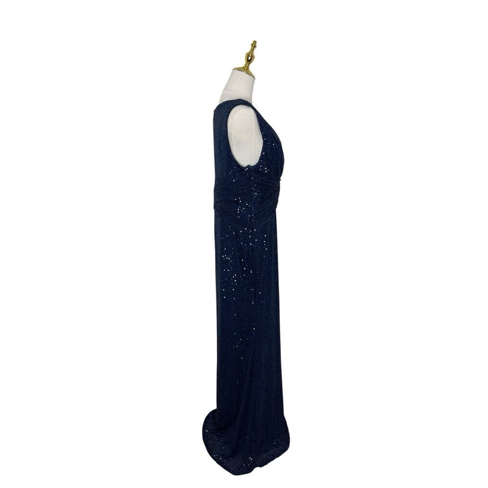 Mac Duggal 265597 Midnight Blue Sequins High Slit Maxi Size 14 $398 - Picture 6 of 8